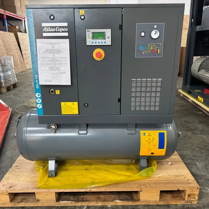 Atlas Copco G5 FF alyvos įpurškiamas sraigtinis kompresorius 5,5 kW 7,5 AG, originalus integruotas džiovintuvas