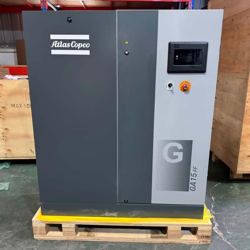 Atlas Copco GA15 FF 15kW alyvos įpurškimo rotacinis sraigtinis oro kompresorius, integruotas džiovintuvas 7.5 13bar